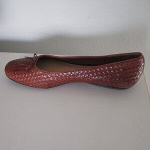 Trotters Womens Brown Woven Leather Ballet Flat Loafer NWOB - Size 12M